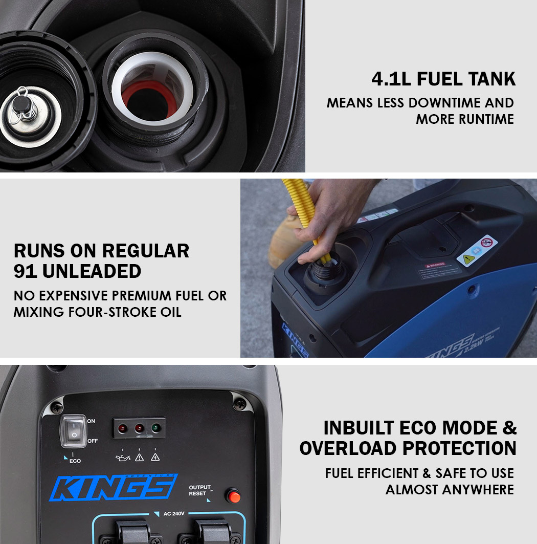 Adventure Kings 2.0kVA Inverter Generator 2200W Max Portable Camping